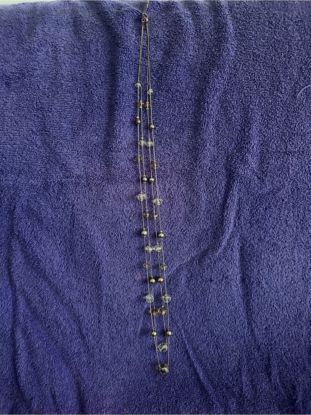 Layered Gold-Tone Necklace with Clear Beads - Women Jewelry